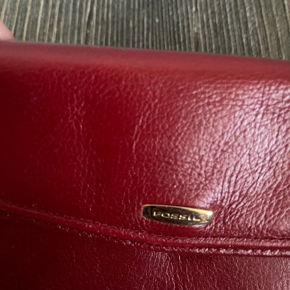 Fossil Wallet Vintage Red Leather Wallet Billfold Trifold Handbag Y2K Coin Pouch - Picture 3 of 8